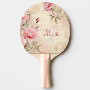 Chic Vintag Watercolor Pink Peonies Personalisiere Tischtennis Schläger