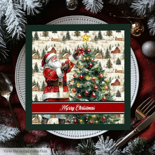 Chic Vintag Watercolor Santa Claus Napkins Serviette