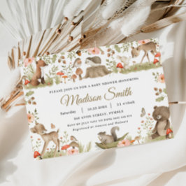Chic Vintag Woodland Animals Baby Dusche Einladung