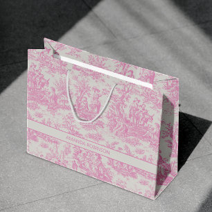 Chic Vintage Baby Rosa Toile De Jouy Große Geschenktüte