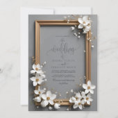 Chic Vintage Blumen Golden Frame Wedding Einladung (Vorderseite)