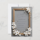 Chic Vintage Blumen Golden Frame Wedding RSVP Karte (Vorderseite)
