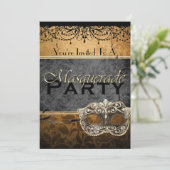 Chic-Vintage Brown-Maskerade-Einladungen Einladung (Stehend Vorderseite)