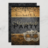 Chic-Vintage Brown-Maskerade-Einladungen Einladung (Vorne/Hinten)