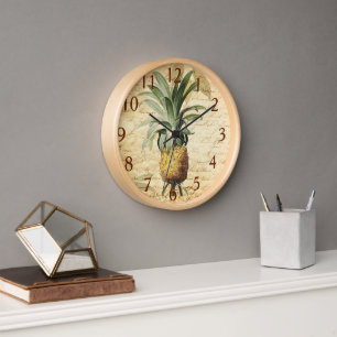 Chic Vintage französische Kalligrafie Ananas Kunst Uhr