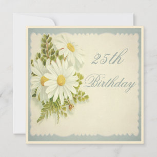 Chic-Vintage Gänseblümchen-25. Geburtstag Einladung