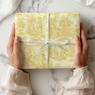 Chic Vintage Gelbe Toile de Jouy Geschenkpapier