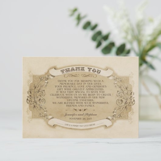 Chic Vintage Hochzeit danke Ihnen Karten (Stehend Vorderseite)