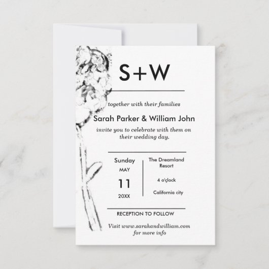 Chic Vintage minimale Boho Einladung (Vorderseite)