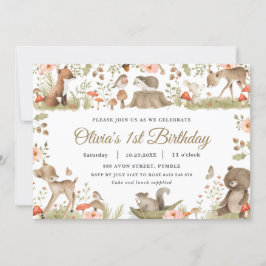 Chic Vintage Niedliche Waldtiere Geburtstagsparty Einladung