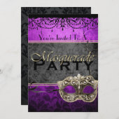 Chic-Vintage Pflaumen-Maskerade-Einladungen Einladung (Vorne/Hinten)
