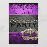 Chic-Vintage Pflaumen-Maskerade-Einladungen