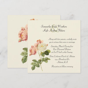 Chic Vintage Rose Hochzeit Einladung