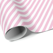 Chic Vintage Rose Pink White Stripes Muster Geschenkpapier (Rolleneckpunkt)