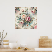 Chic Vintage Rose Poster (Küche)