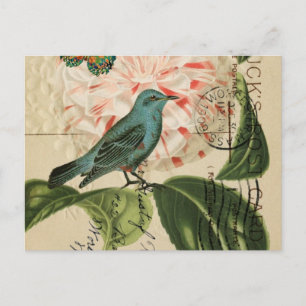 Chic Vintage Vogel Kamelie französische botanische Postkarte