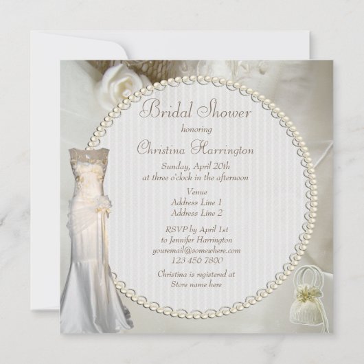 Chic Vintage Wedding Gown Brautparty Einladung (Rückseite)