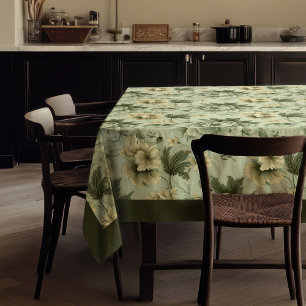 Chic Vintage weiche Pastellgrün und Elfenbein-Blum Tischdecke
