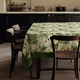 Chic Vintage, weiche pastellgrüne und weiße Blume Tischdecke