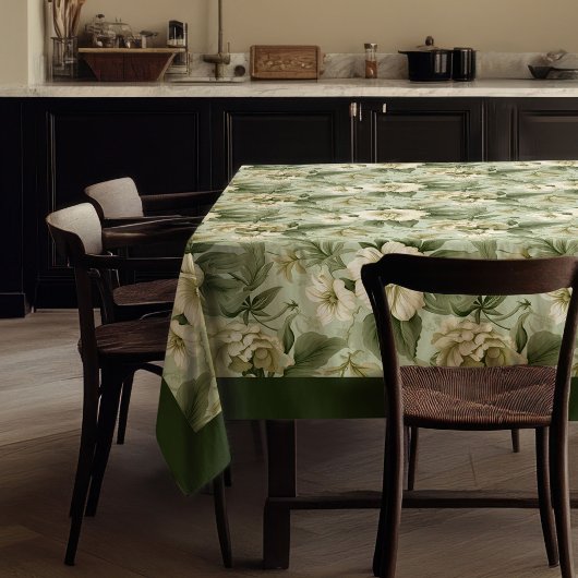 Chic Vintage, weiche pastellgrüne und weiße Blume Tischdecke