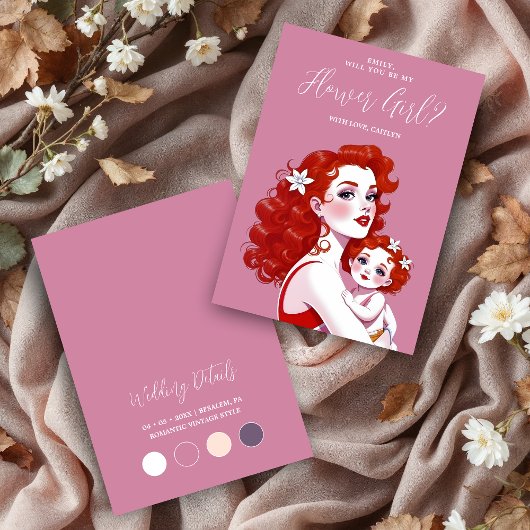 Chic Vintage Woman Carrying Toddler Flower Girl