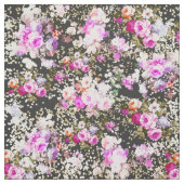 Chic Vintagen Schwarz Rosa Blütengold Confetti Stoff (Muster)