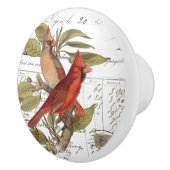 Chic Vintager Kardinal auf der französischen Skrip Keramikknauf (Rechts)