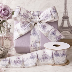 Chic Vintager lila Kronleuchter Paris eiffel Turm Satinband