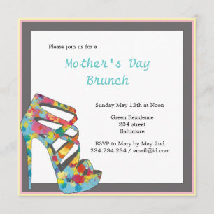 Chic-Vintager Rosen-hohe Fersen-Mutter-TagesBrunch Einladung