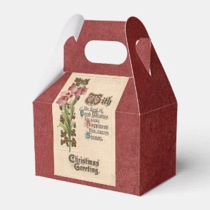 Chic-Vintager Weihnachtsgruß auf antikem Rot Geschenkschachtel