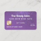 Chic Violet Glitzer Kreditkartenauszug Visitenkarte (Vorderseite)