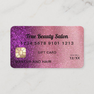 Chic Violet Glitzer Kreditkartenauszug Visitenkarte