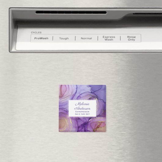Chic Violet Gold Rose Business Card Magnet (In Situ (Geschirrspüler))