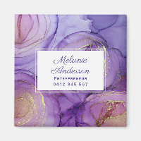 Chic Violet Gold Rose Business Card