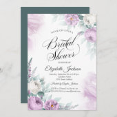Chic Violet Lavander Rose Brautparty Einladung (Vorne/Hinten)