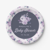 Chic Violet Lavender Lila Floral Baby Dusche Pappteller (Vorderseite)