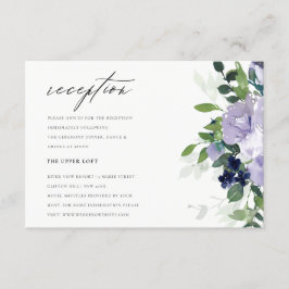 Chic Violet Lila Blumenblätter Hochzeitsempfang Begleitkarte