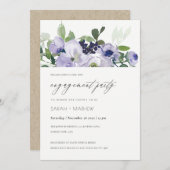 Chic Violet Lila Floral Leafe Verlobung einladen Dankeskarte (Vorne/Hinten)