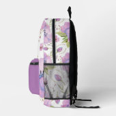CHIC VIOLET LILA FLORAL PATTERN INDIVIDUELLE NAME BEDRUCKTER RUCKSACK (Rechts)