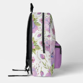 CHIC VIOLET LILA FLORAL PATTERN INDIVIDUELLE NAME BEDRUCKTER RUCKSACK (Links)