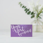 Chic Violet Lila Glitzer Gradient Typografie Terminkarte (Stehend Vorderseite)