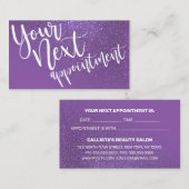 Chic Violet Lila Glitzer Gradient Typografie Terminkarte (Vorne/Hinten)