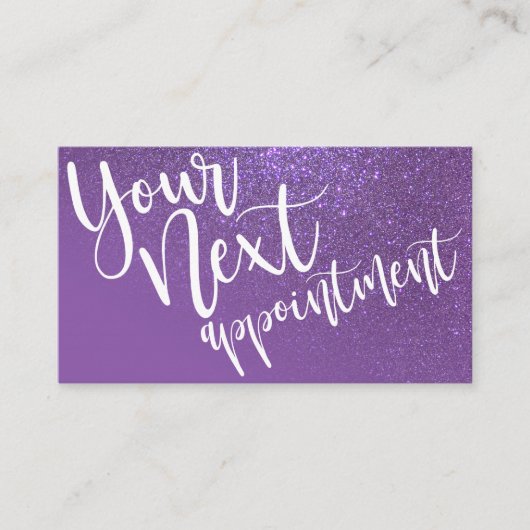 Chic Violet Lila Glitzer Gradient Typografie Terminkarte (Vorderseite)