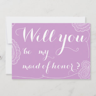 Chic Violet Paisley werden Sie meine Trauzeugin se Einladung