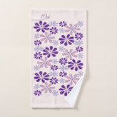 Chic Violet Pink Indigo Blume Doodle initialisiert Badhandtuch Set (Handtuch)