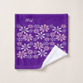 Chic Violet Pink Indigo Blume Doodle initialisiert Badhandtuch Set (Waschlappen)