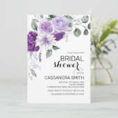 Chic Violet Purple Floral Greenery Bridal Shower  Einladung (Stehend Vorderseite)