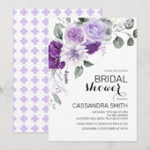 Chic Violet Purple Floral Greenery Bridal Shower  Einladung (Vorne/Hinten)