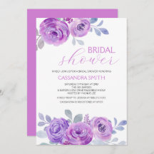 Chic Violet Rose Greenery Floral Bridal Shower