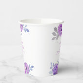 Chic Violet Rose Grüne Blumenbeete Brautparty Pappbecher (Links)